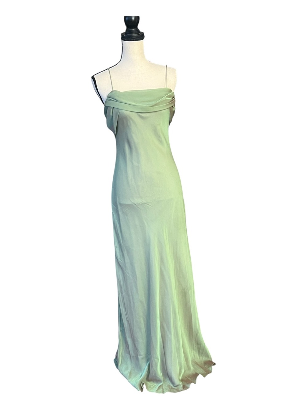 Betsy & Adam Vintage Y2k Light Mint Green Draped Cowl Neck Maxi Dress Size 10
